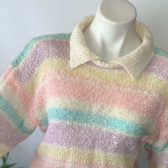v i n t a g e :: Dreamy Pastel Striped Slouchy Knit Sweater - Picture 11 of 15
